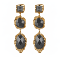 Irregular Casting with Epoxy Stones Drop Earrings