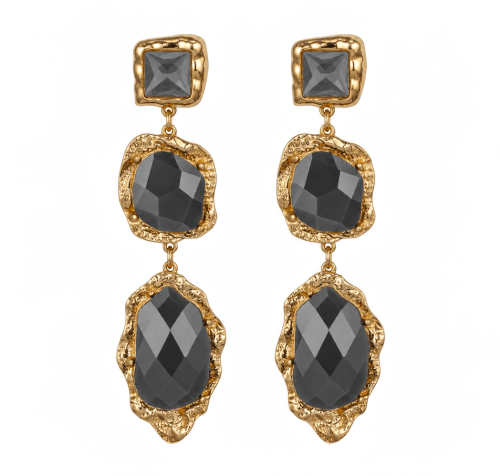 Irregular Casting with Epoxy Stones Drop Earrings