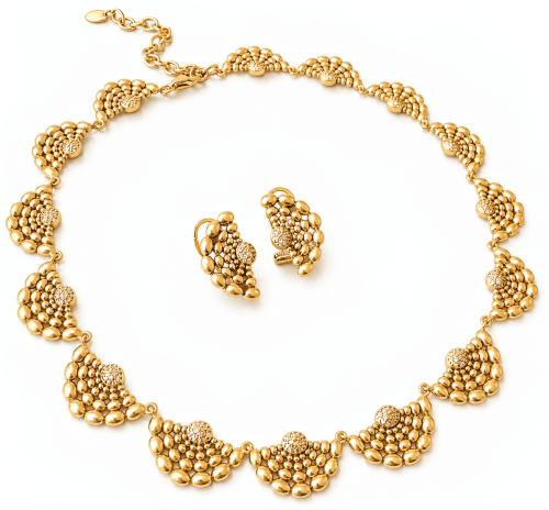 Half Round Casting Necklace & Earrings Set