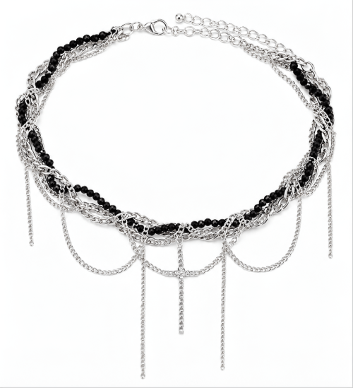 Chain & Bead Braided Necklace