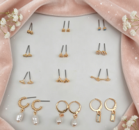 HOOP WITH DANGLE PEARL STUD SET