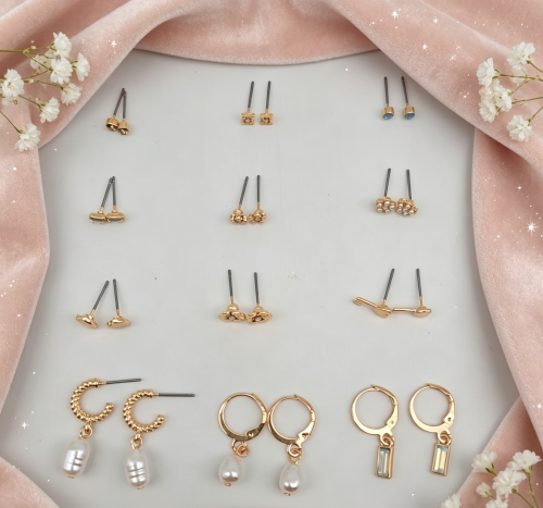HOOP WITH DANGLE PEARL STUD SET