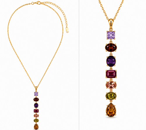 Necklace with Dangle Stones Pendant