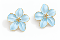 Flower with Sky Blue Epoxy Earrings