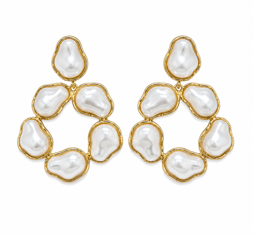 Irregular Pearl in Casting Earrings
