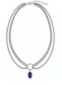 2 Layered Chain with Glass Stone Pendant