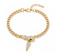 Snake Necklace & Bracelet Set with Crystal Stones in Snake Head