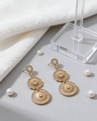 DISC DROP STUD EARRINGS