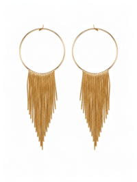Hoop with Chain Tassel Earrings