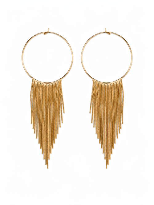Hoop with Chain Tassel Earrings
