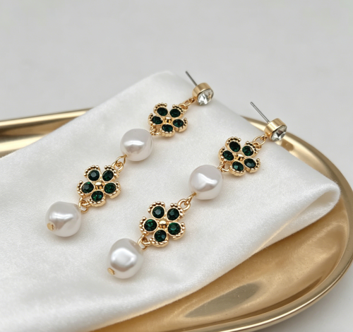FLOWER&PEARL DROP STUD