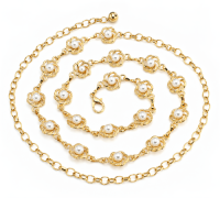 Pearl on Flower Casting Chain Belt