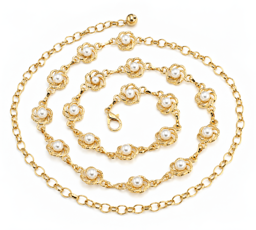 Pearl on Flower Casting Chain Belt