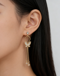 BUTTERFLY WITH CHAIN STUD