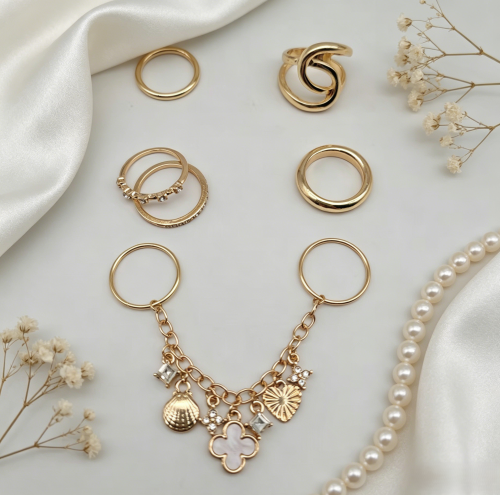 METAL RINGS WITH CHAIN PENDANT