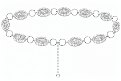 PEARL ON OVAL CASTING CHAIN BELT