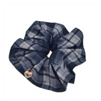 Checkered Blue Print Fabric in Headband,Scrunchy & Hair Pin