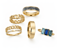 Chain Shape, Stoes, Smooth Rings Set
