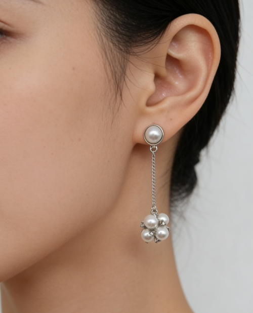 PEARL&STONE DROP EARRINGS